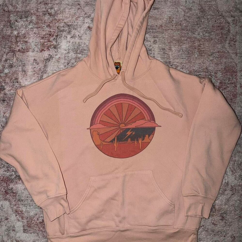 Unbranded Women's Pink and Tan Hoodie